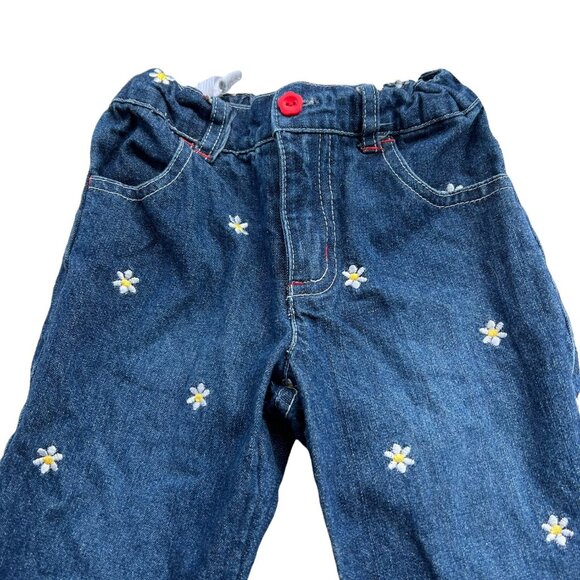 Vintage Daisy Embroidered Dark Wash Denim Jeans 2T - Picture 2 of 5